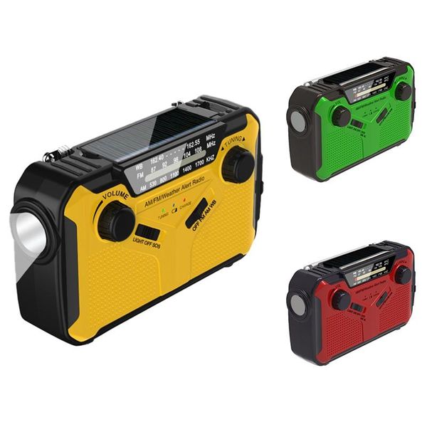 

hand radio solar crank am/fm/wb emergency weather led with power bank function