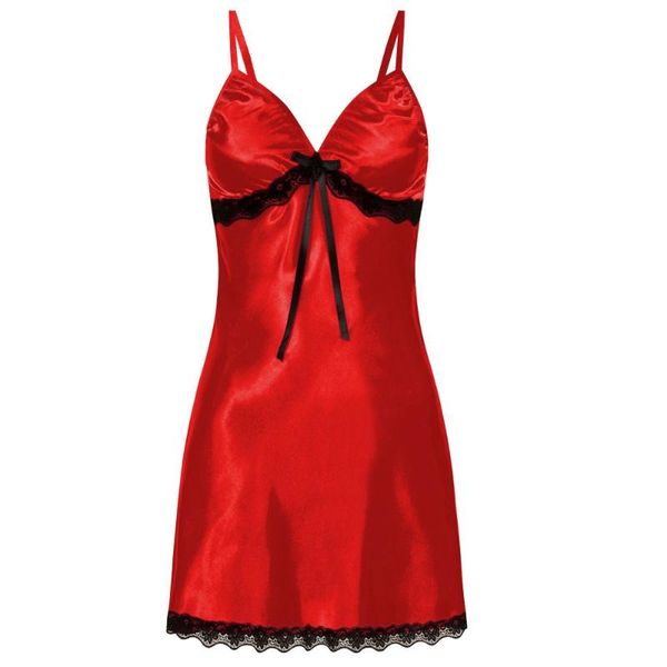 

women's sleepwear womens nighte dress plus size lace nightie underwear bow lingerie nightwear home sleepskirt nightgown sleep nightdres, Black;red