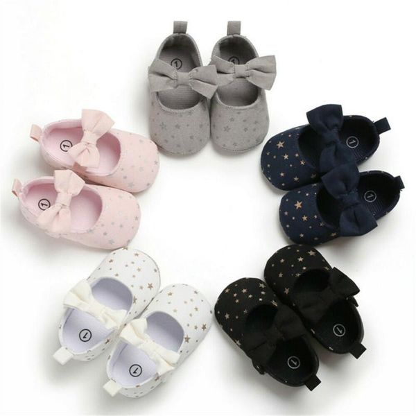 

first walkers toddler girl crib canvas baby princess shoes born star print bowknot soft sole prewalker sneakers