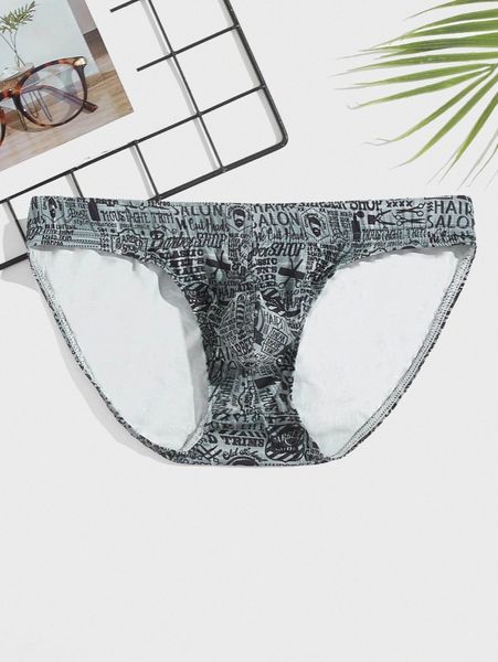 

men random letter graphic brief e1sa#, Black;brown