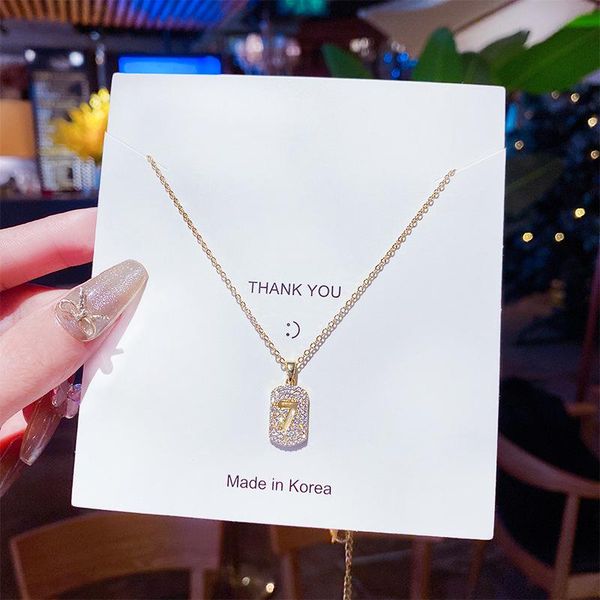 

chains don't drop the color titanium steel necklace female micro-encrusted diamond 7 letter personality ins hundred pendant, Silver