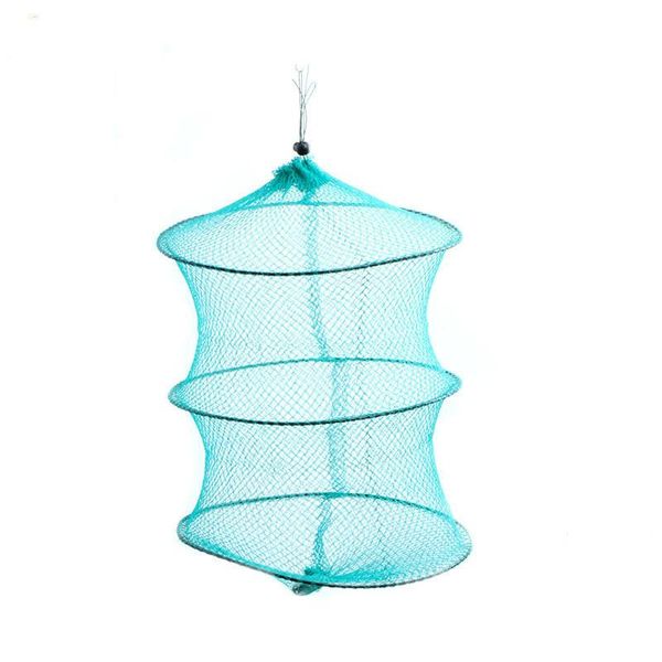 

fishing accessories 3 layers portable folding round metal frame nylon mesh crab fish lobster shrimp prawn eel live trap net bait