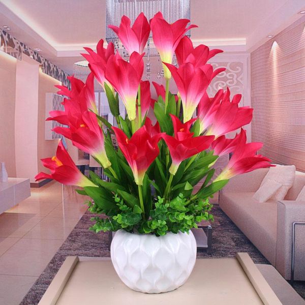 

vases modern ceramic vase+artificial flower lily set decor livingroom silk fake pot ornaments home furnishing crafts decoration