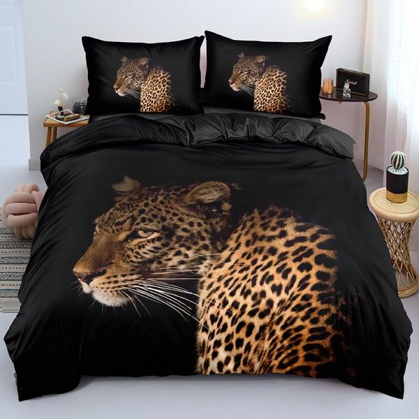 

bedding sets 3d duvet cover comforter cases pillow covers full super king  size design animal leopard black bedclothes