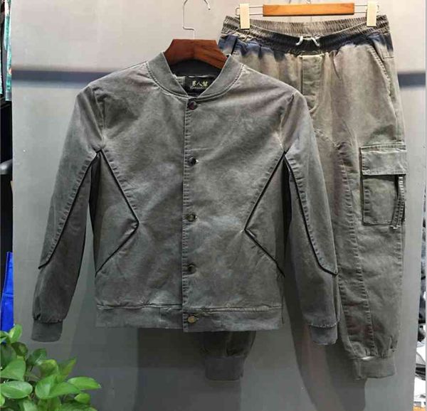 

tracksuits fall/winter slim hip hop brand casual wear two-piece men's suit, Gray