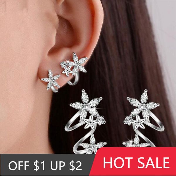 

stud popacc 925 sterling silver zircon butterfly star flower earrings boucle d'oreille gift, Golden;silver
