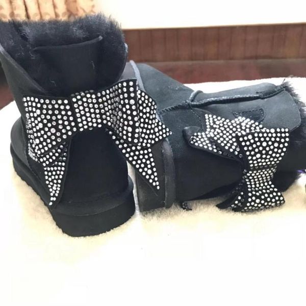 

boots 2021 fashion real sheepskin women's winter classic woman snow mid calf genuine women shoes, Black