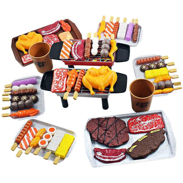 

kids simulation food pretend bbq toys miniature fried chicken steak meatball barbecue set cooking play house toy