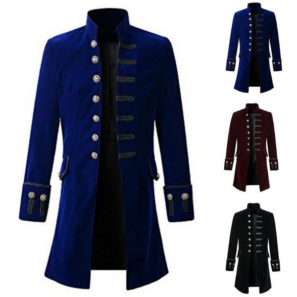 Trench da uomo Cappotto da uomo retrò Steampunk frac lungo cappotto da marinaio gotico vittoriano bottoni soprabito cosplay capispalla