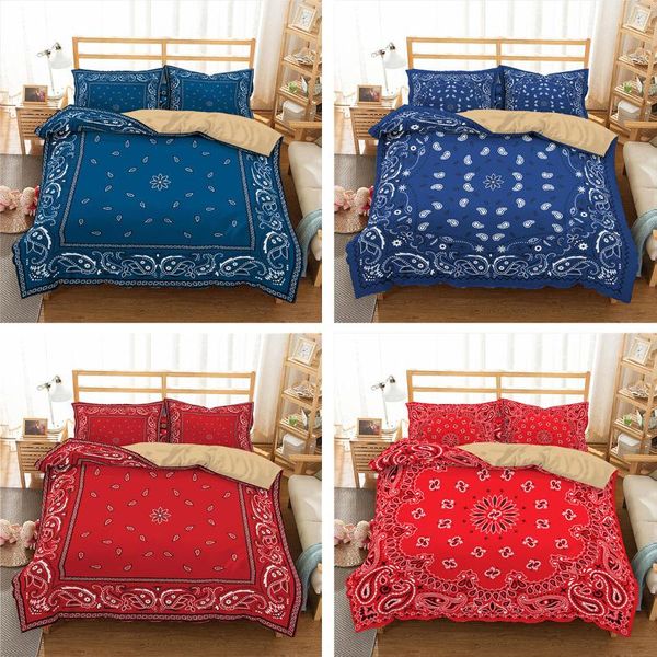 

bedding sets bohemian style red blue flower pattern 3d duvet cover+ pillowcase 2/3pcs single twin  king bed set