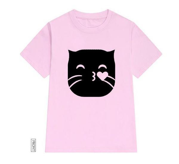 

cat kiss men cotton casual funny lady yong girl tee 5 colors drop ship s 567, White;black