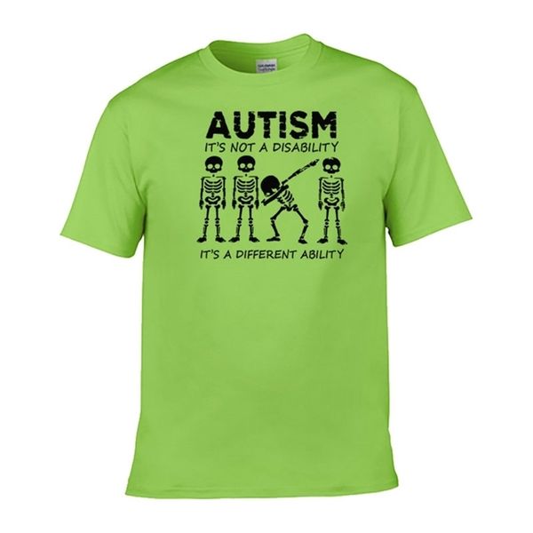 

arrival men's fashion skeleton utism it's not disability different bility men t-shirt 220304, White;black