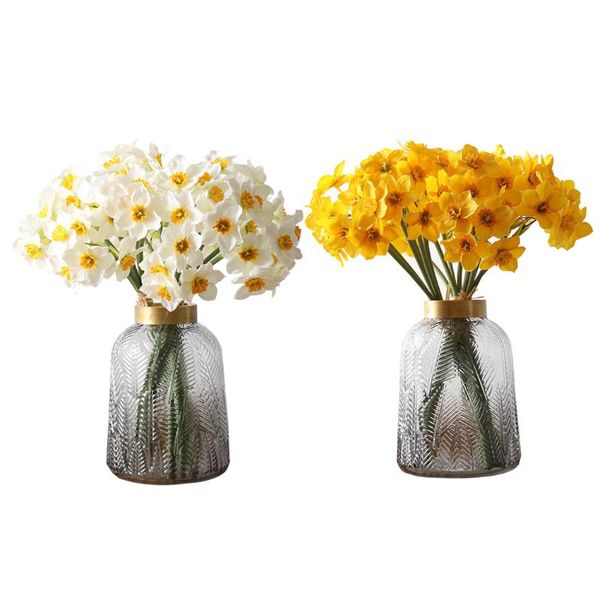 

decorative flowers & wreaths 1 bunch artificial simulation narcissus home room flower living window decor fake daffodil wedding party decora