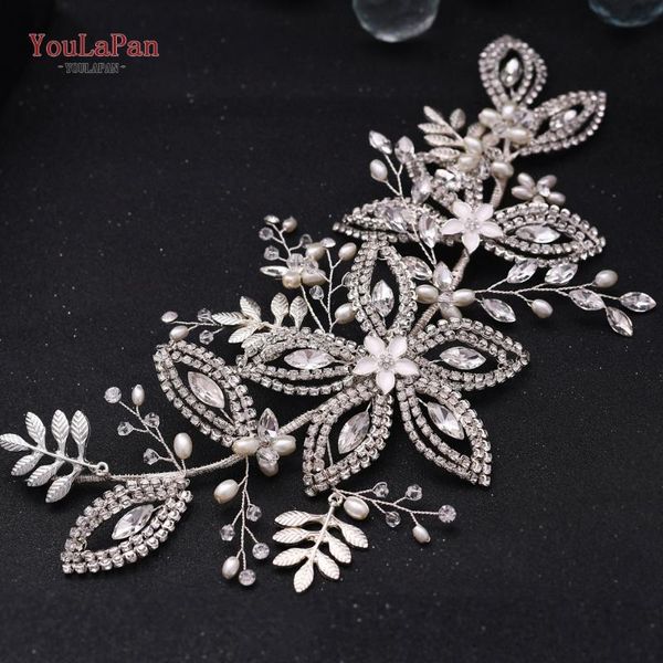 

hair clips & barrettes youlapan hp305 alloy rhinestones flower wedding hairwear elegant bridal headband for women simulation bride accessory, Golden;silver