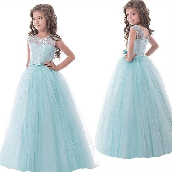 

flower lace girl frock for dresses wedding long evening gown children designs kids party wear teenager maxi tutu, Red;yellow