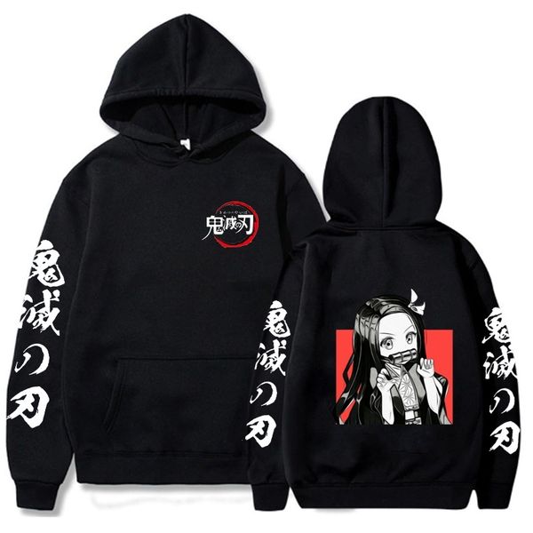 

demon slayer anime hoodie truien long mouw casual mode dock, Black