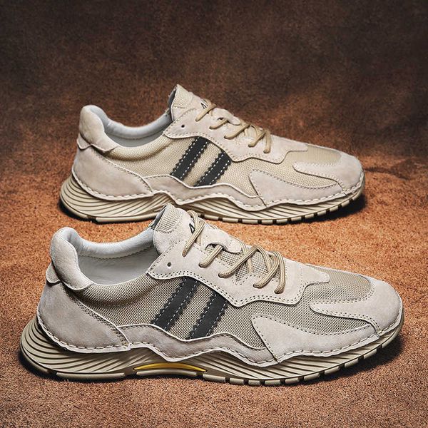 

large 2021 autumn fashion breathable pig mh rubber outsole men's casual sho, Black