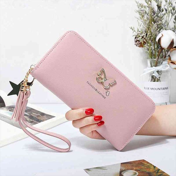 

fashion butterfly women wallet wrist handle phone case long section money coin pocket pouch handbag womens purse card holders, Red;black