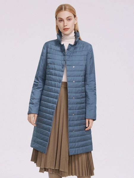 

miegofce button front long padded coat v2aq#, Black