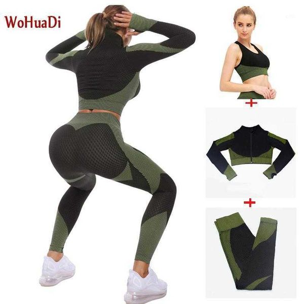 

wohuadi 3pcs seamls yoga suit yoga set gym clothing female sport fitns suit running cloth leggings brand1, Gray