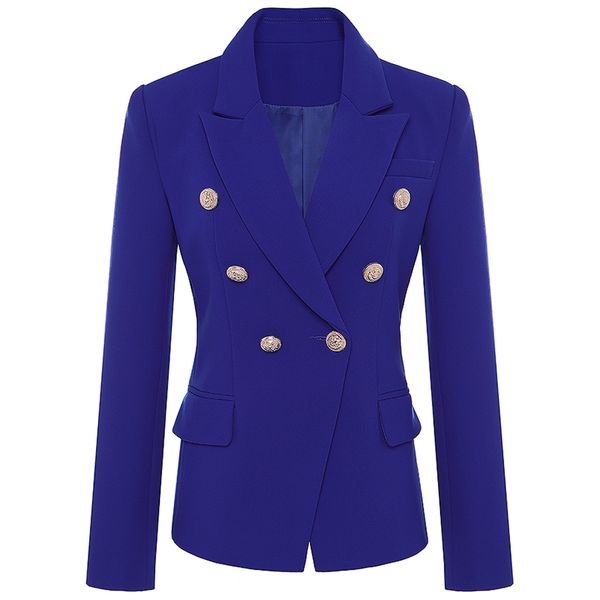 

runway designer blazer jacket women's metal lion buttons double breasted outer coat s-xxxl 211019, White;black