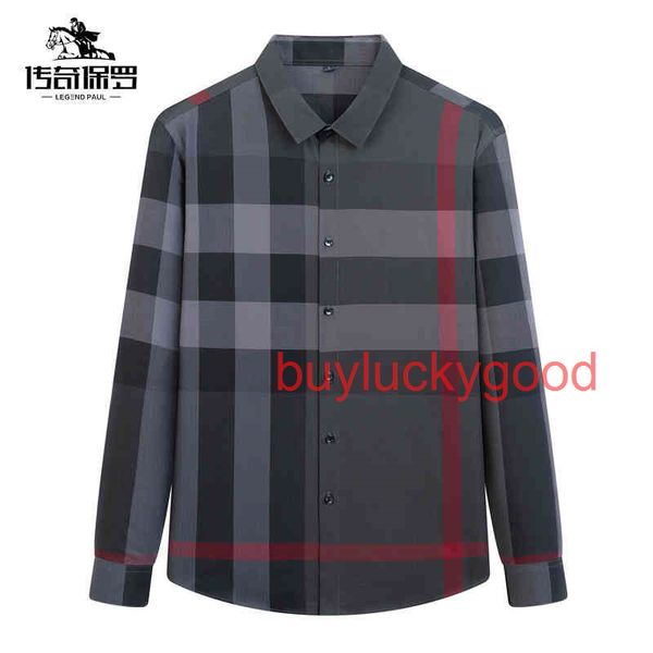 

brand coat legendary paul menswear 2022 fall fit no iron striped shirt fashion business men's long sleeve, Black;brown