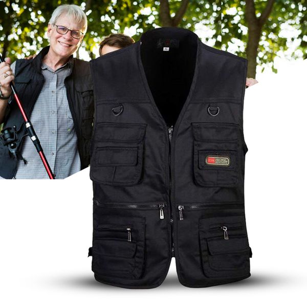 

multi pocket zipper men's fishing vt for pgraphy hunting / travel and outdoor sports, Black;white