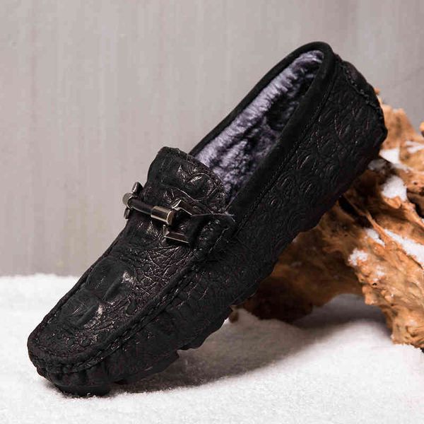 

dress shoes mocassins masculinos de pelÃºcia, mocassim macio, camurÃ§a couro, slip-on, sapatos casuais para homens, calÃ§ados planos pele, pret, Black