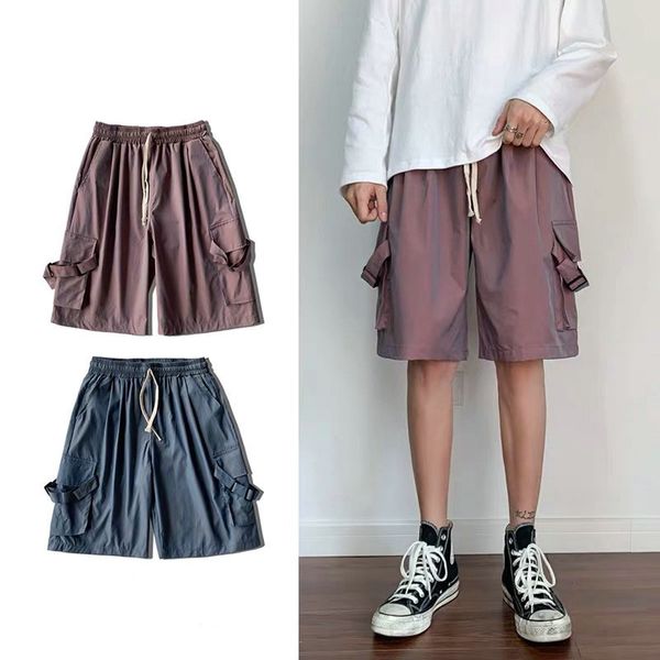 

shorts est summer casual men's reflective fashion style man bermuda beach shorts hiphop streetwear short men male, White;black