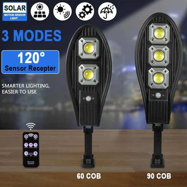 160cob solar levou rua iluminação exterior impermeável controle remoto esperto pir movimento lâmpada de sensor de movimento 1500w luz de parede de segurança de jardim ao ar livre