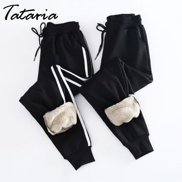 Tataria Pantaloni Harem a vita alta per donna Pantaloni invernali in velluto spesso di cashmere Pantaloni sportivi casual da donna 210514