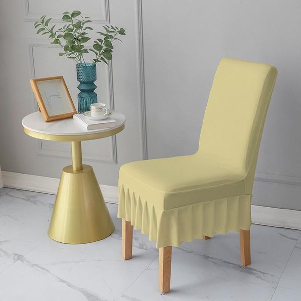 

solid color chair cover with skirt spandex elastic dining slipcover removable dustproof furniture case for banquet wedding covers