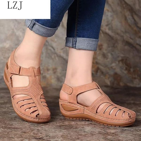 

dress shoes women sandals summer ladies comfortable ankle hollow round toe female soft beach sole plus size zapatos de mujer, Black