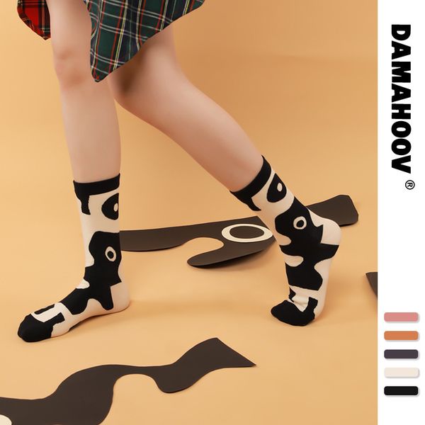 

2021 ins fashion womens socks cotton female soild 5 colors mesh for all size, Black