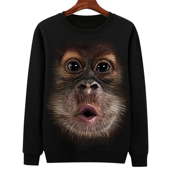

mens sweater men's sports casual sweater orangutan pattern 3d printed, Black