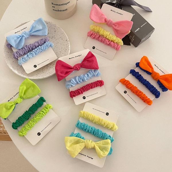 

hair accessories 3pcs/set of korean ties girl fashion candy color head rope woman sweet simple ponytail holder circle, Slivery;white