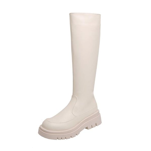 

boots product in 2021 comfortable low heel square water platform 33-43 size high cylinder knight, Black