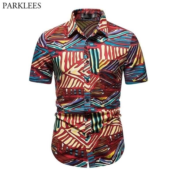 

african print mens hawaiian shirts short sleeve baggy casual cotton linen shirt men button down tropical aloha shirts chemise 210522, White;black