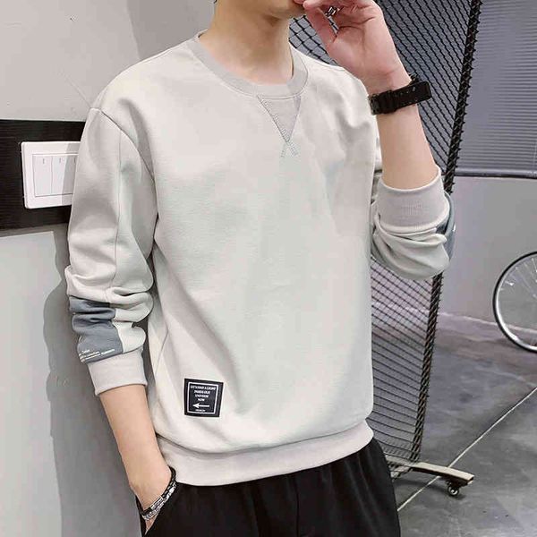 

2021 new men's long sve spring and fashion loose autumn bottom coat sweater, Black