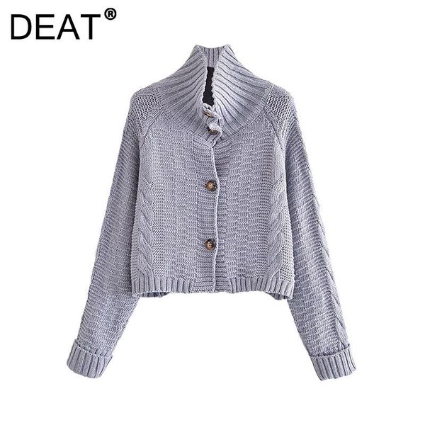 

women's knits & tees deat 2021 autumn fashion tide turtleneck long sleeve solid color single-breasted loose casual knitting sweater wom, White