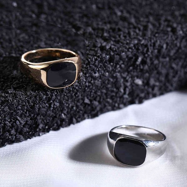 

love ring sale vintage stainless steel signet fashion polished seal biker finger for women men punk jewelry, Slivery;golden