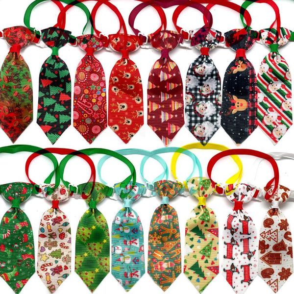 

dog apparel 50/100pcs handmade christmas bow tie necktie cute snowman deer bowties pet supplies small cat puppy
