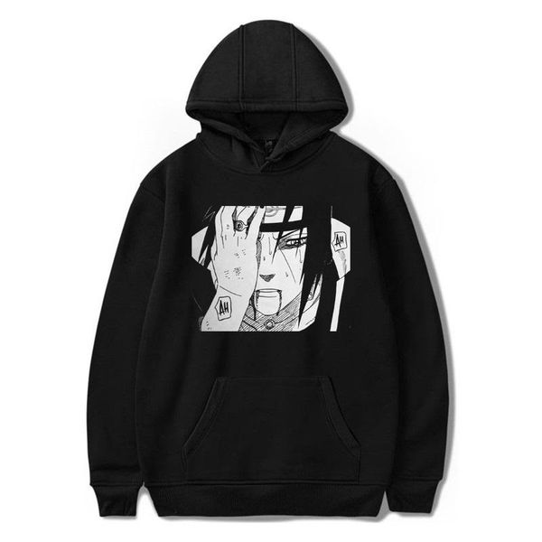 

women's hoodies & sweatshirts harajuku japanese anime uchiha itachi printed men's hoodie male streetwear fashion casual sweats, Black