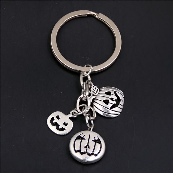 

10pchalloween gift skull pumpkin keychain nightmare devil skull mask witch broomstick key ring diy jewelry, Silver