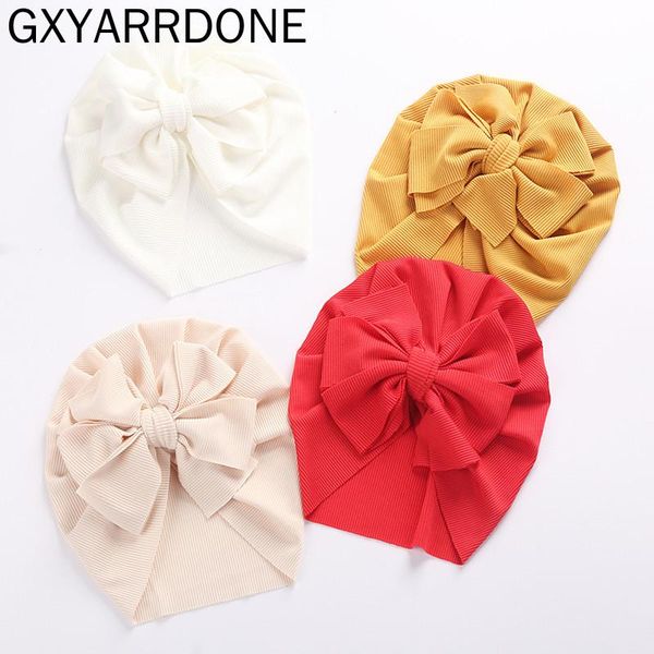 

born toddler headwraps solid ribbed knot turban hats for baby boys girls beanies striped thin elastic caps bonnet &, Yellow