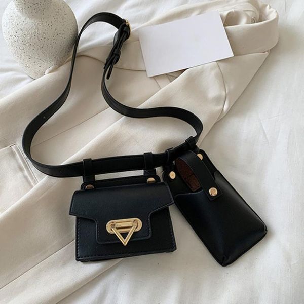 

waist bags 2 piece women's belt bag luxury designer tactical female leather flap fanny pack shoulder crossbody chest purse