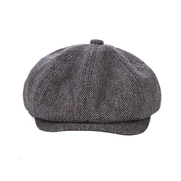 

visors autumn winter british style gentleman peaked cap warm beret hat cool gray painter men's sboy octagonal polyester, Blue;gray