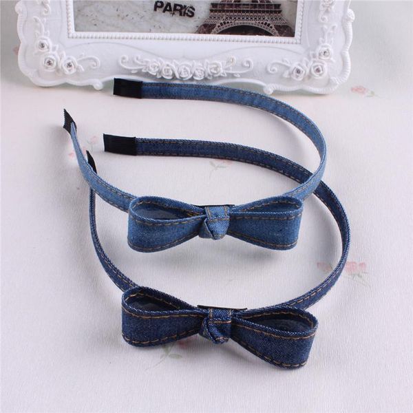 

hair accessories fashion korean jean bowknot hairbands handmade blue denim leisure headbands girls women barrette, Slivery;white