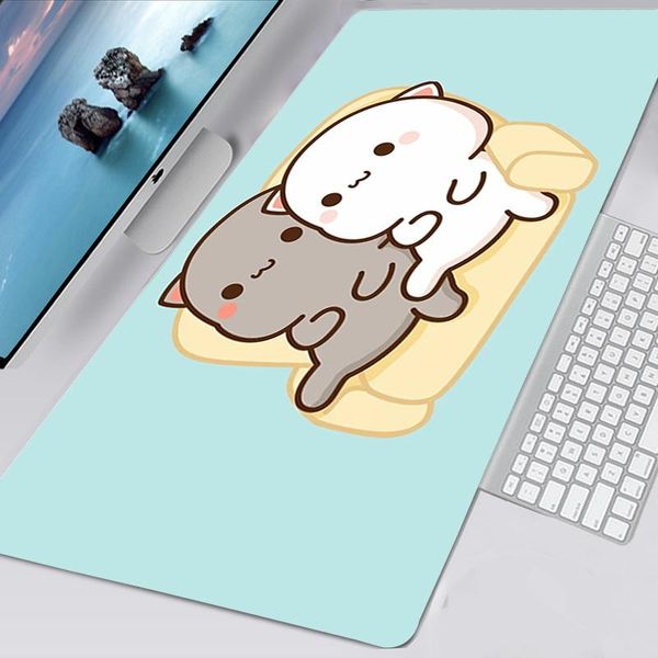 

mouse pads & wrist rests peach mochi cat cartoon mousepad alfombrilla gaming accessories non-slip pad xxl mausepad large size 90x40 tapis de