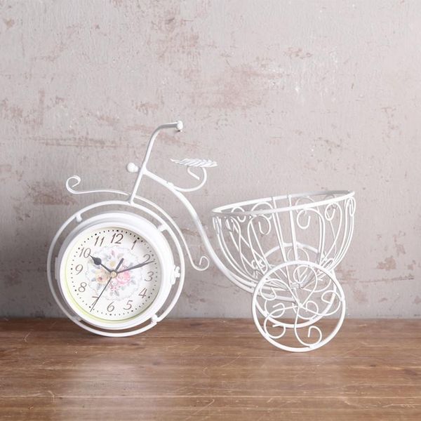 

desk & table clocks retro creative home metal crafts living room double-sided mute clock decoration ornaments bicycle seat